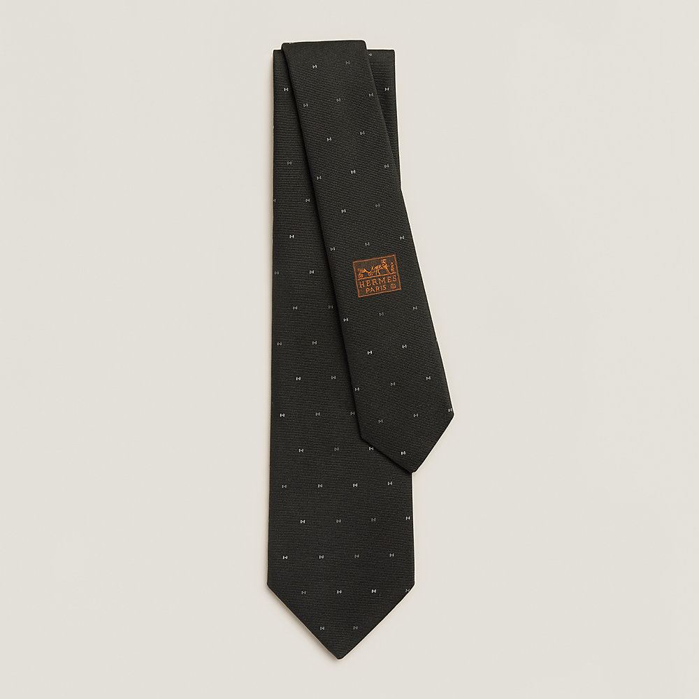 たくみ　HERMES ネクタイ H柄 ブラウン 高級 シルク ✨極美品✨ HERMES エルメスネクタイ高級シルクH柄